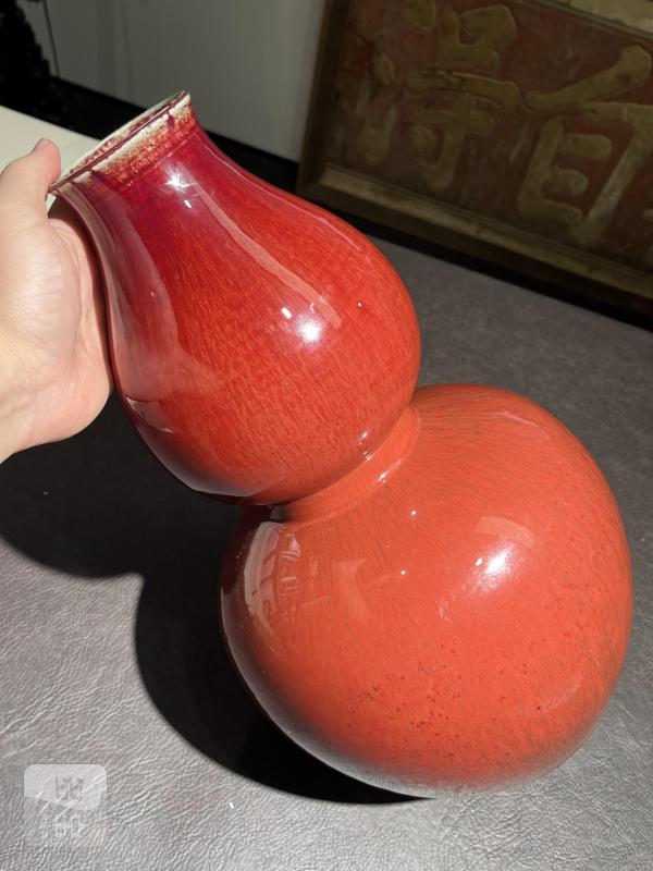 清乾隆 钧红釉葫芦瓶 - 图6